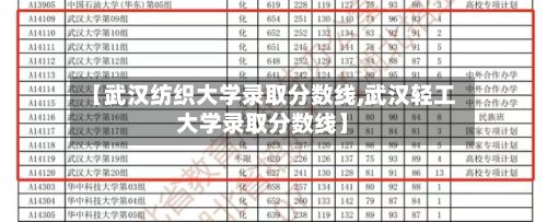【武汉纺织大学录取分数线,武汉轻工大学录取分数线】