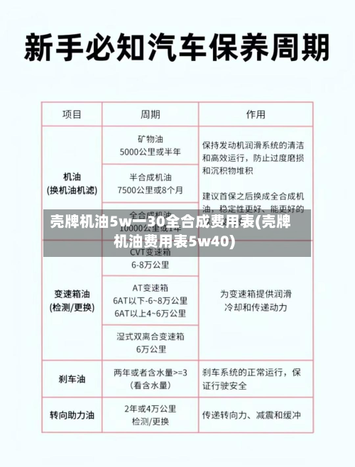 壳牌机油5w一30全合成费用表(壳牌机油费用表5w40)-第3张图片