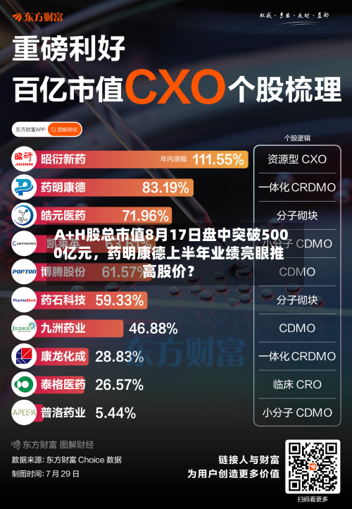 A+H股总市值8月17日盘中突破5000亿元	，药明康德上半年业绩亮眼推高股价？-第2张图片