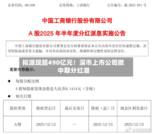 拟派现超490亿元!深市上市公司掀中期分红潮-第2张图片