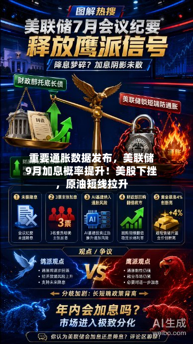 重要通胀数据发布	，美联储9月加息概率提升！美股下挫，原油短线拉升-第3张图片