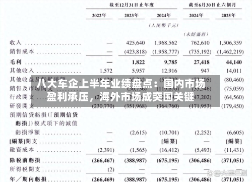 八大车企上半年业绩盘点：国内市场盈利承压，海外市场成突围关键-第2张图片