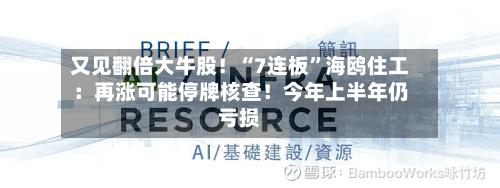 又见翻倍大牛股！“7连板”海鸥住工：再涨可能停牌核查！今年上半年仍亏损-第2张图片