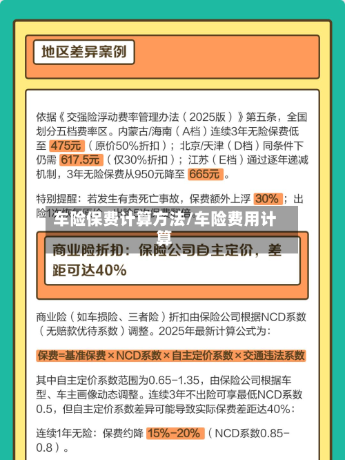 车险保费计算方法/车险费用计算-第2张图片