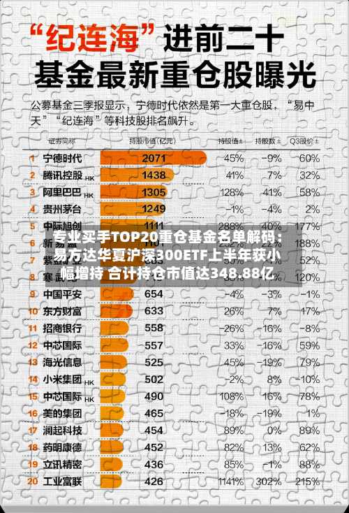 专业买手TOP20重仓基金名单解码：易方达华夏沪深300ETF上半年获小幅增持 合计持仓市值达348.88亿