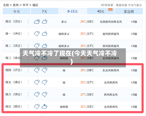 天气冷不冷了现在(今天天气冷不冷)