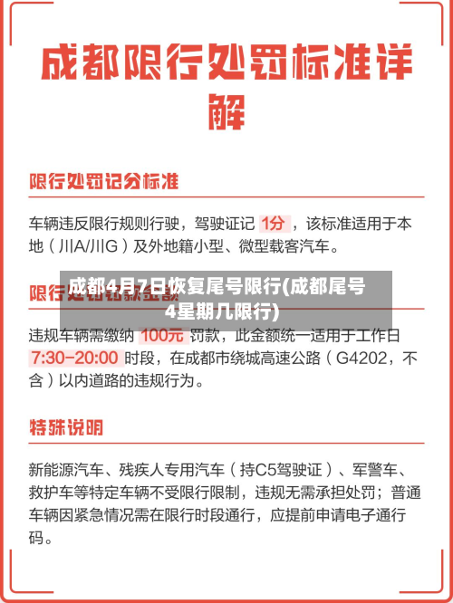 成都4月7日恢复尾号限行(成都尾号4星期几限行)