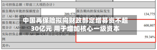 中国再保险拟向财政部定增募资不超30亿元 用于增加核心一级资本-第3张图片