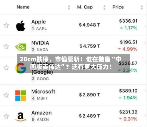 20cm跌停，市值腰斩！谁在抛售“中国版英伟达”？还有更大压力！-第2张图片