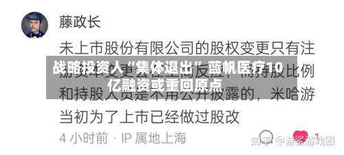 战略投资人“集体退出” 蓝帆医疗10亿融资或重回原点-第3张图片