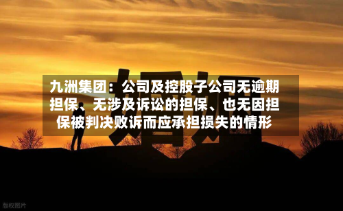 九洲集团：公司及控股子公司无逾期担保、无涉及诉讼的担保、也无因担保被判决败诉而应承担损失的情形-第2张图片