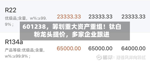 601238，筹划重大资产重组！钛白粉龙头提价	，多家企业跟进-第1张图片