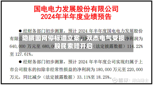 隐瞒国网停标遭立案，双杰电气受损股民索赔开启-第2张图片
