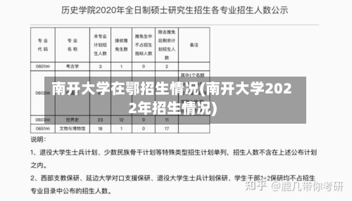 南开大学在鄂招生情况(南开大学2022年招生情况)