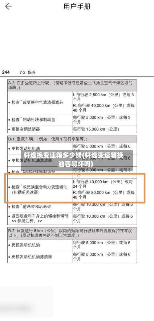 轩逸换变速箱多少钱(轩逸变速箱换油容易坏吗)