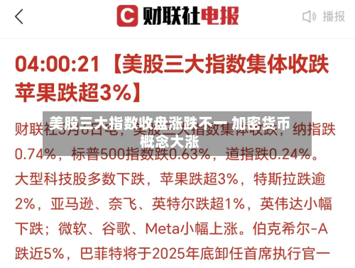 美股三大指数收盘涨跌不一 加密货币概念大涨