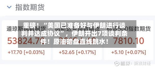 重磅！“美国已准备好与伊朗进行谈判并达成协议”，伊朗开出7项谈判条件！原油暗盘直线跳水！-第3张图片