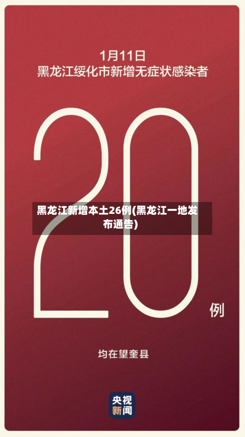 黑龙江新增本土26例(黑龙江一地发布通告)