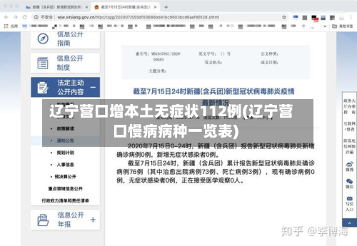 辽宁营口增本土无症状112例(辽宁营口慢病病种一览表)-第2张图片