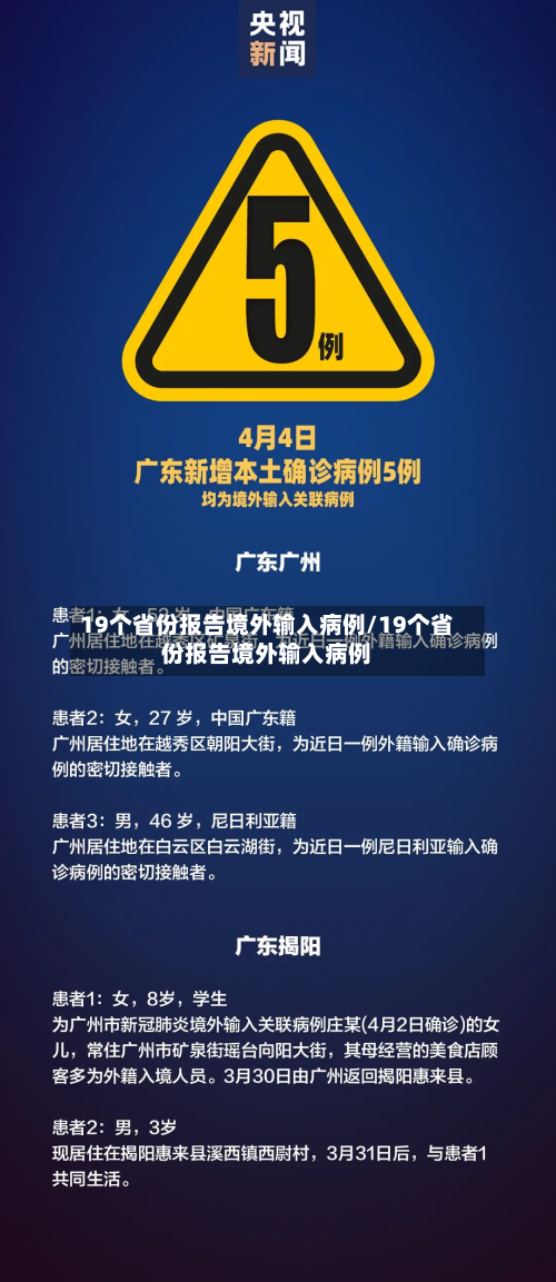 19个省份报告境外输入病例/19个省份报告境外输入病例