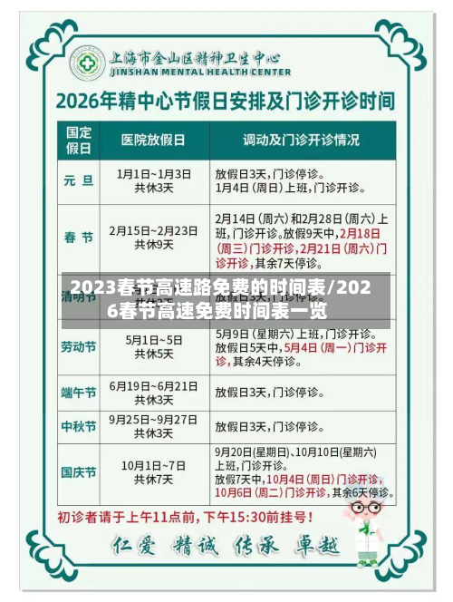 2023春节高速路免费的时间表/2026春节高速免费时间表一览