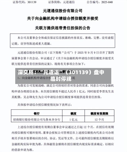 深交所：“元道退”（301139）盘中临时停牌-第3张图片