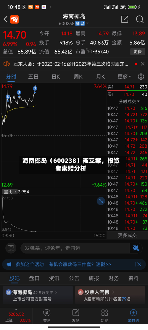 海南椰岛（600238）被立案，投资者索赔分析-第2张图片
