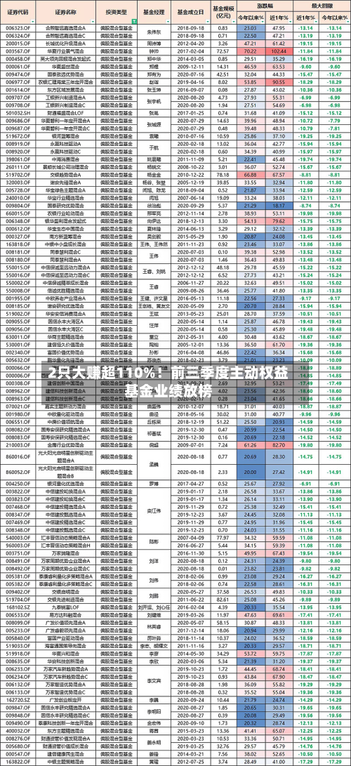 2只大赚超110%！前三季度主动权益基金业绩放榜-第2张图片