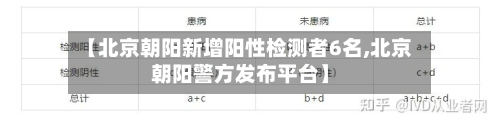 【北京朝阳新增阳性检测者6名,北京朝阳警方发布平台】-第2张图片