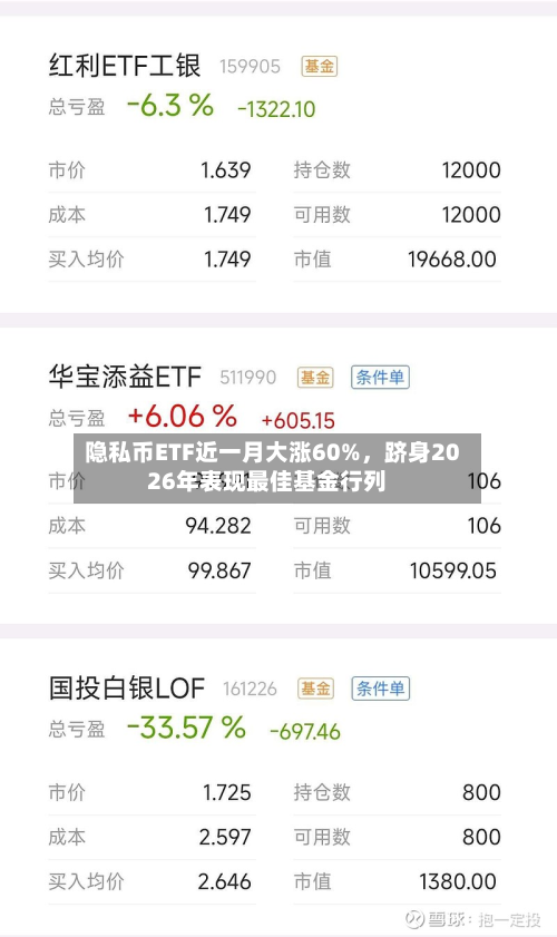 隐私币ETF近一月大涨60%	，跻身2026年表现最佳基金行列-第2张图片