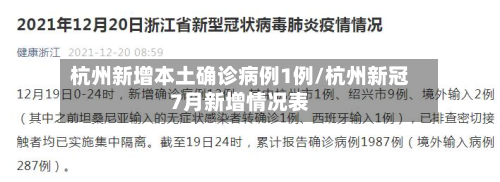 杭州新增本土确诊病例1例/杭州新冠7月新增情况表