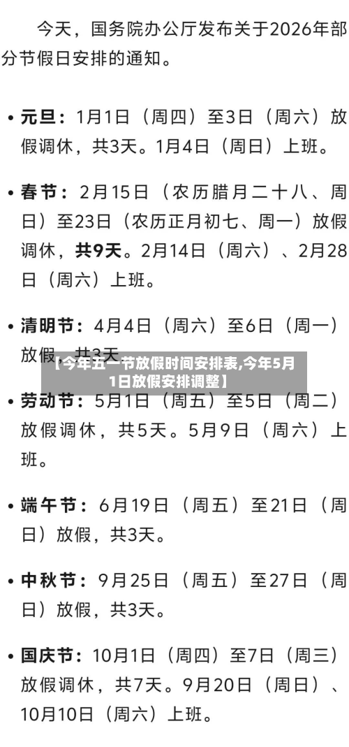 【今年五一节放假时间安排表,今年5月1日放假安排调整】-第2张图片