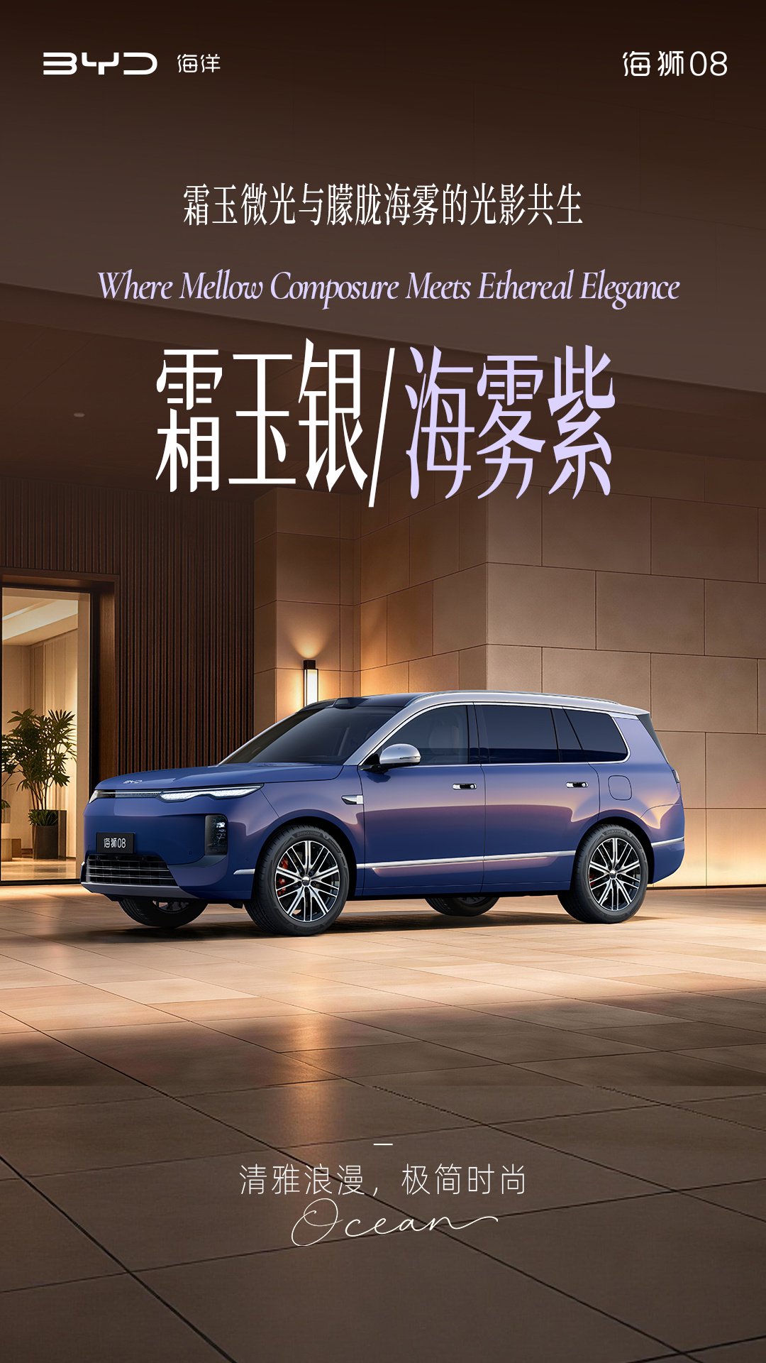 定位海洋旗舰 SUV，比亚迪公布海狮 08 多款高定车色
