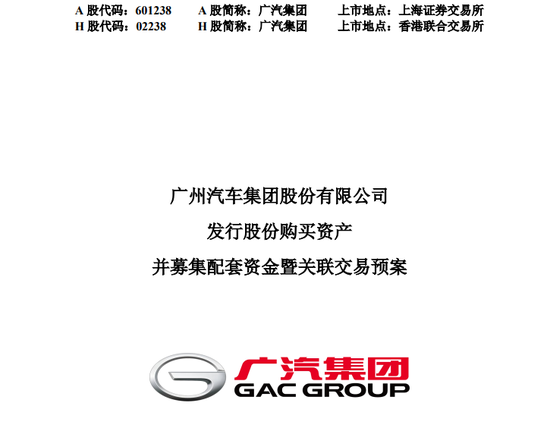 广汽集团	，重大资产重组预案来了！购买一汽丰田50%股权