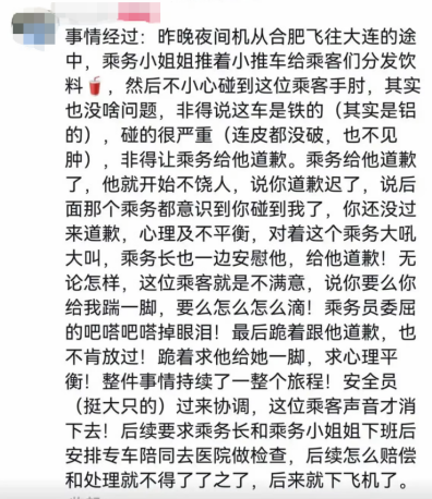 “要让肇事者付出代价！”东航就“空姐下跪事件”报案，六成网友支持“应加大惩戒辱骂者	”